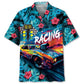 Tropical Drag Racing Speed Hawaiian Shirt Artwork Detail For Resort Trips And Outdoor Activities