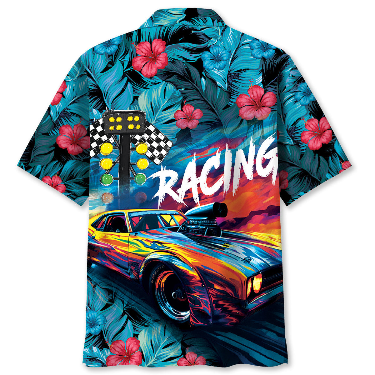 Tropical Drag Racing Speed Hawaiian Shirt For Beach Parties And Weekend Getaways