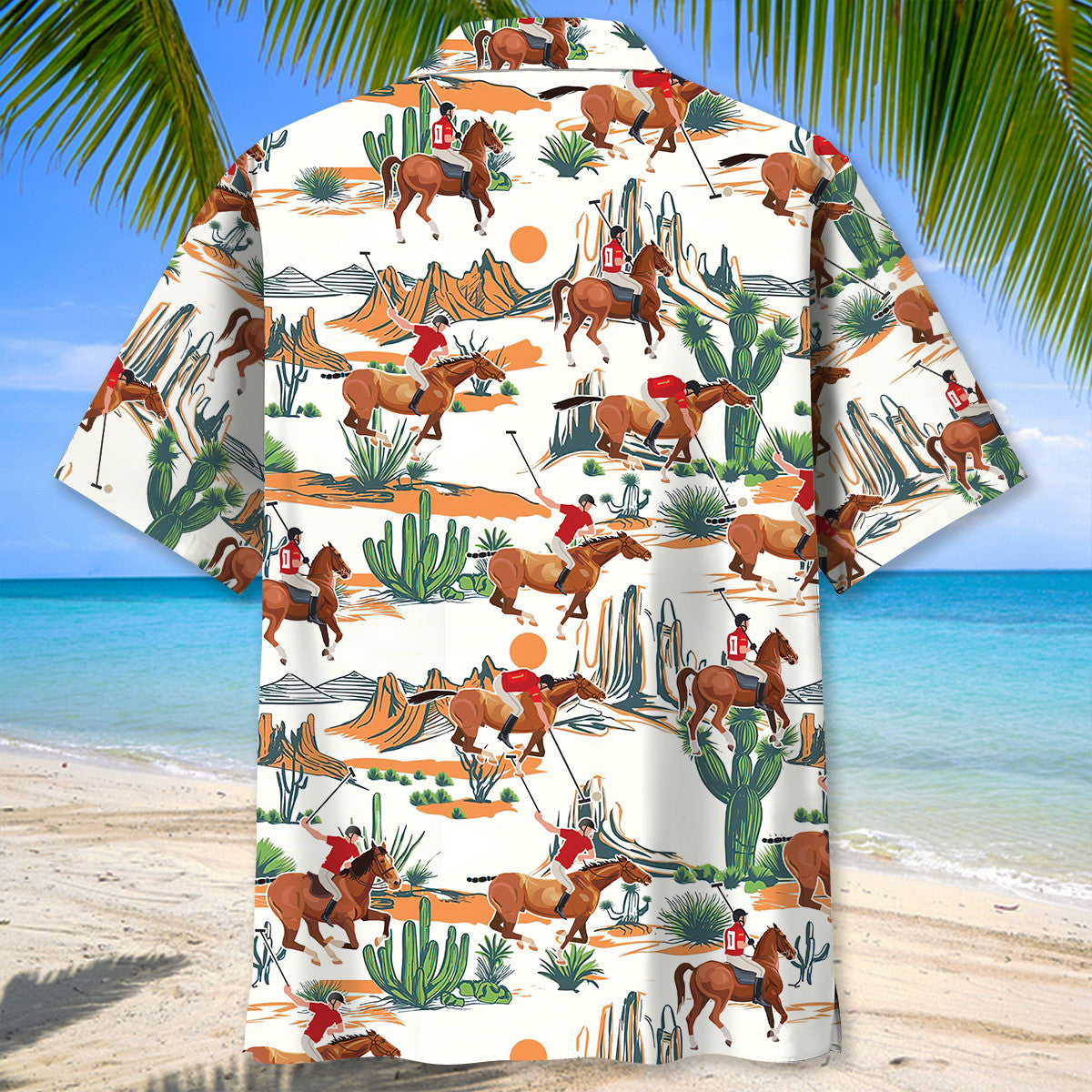 Classic Horse Desert Polo Sport Hawaiian Shirt Design View For Resort Travel And Thoughtful Gifting