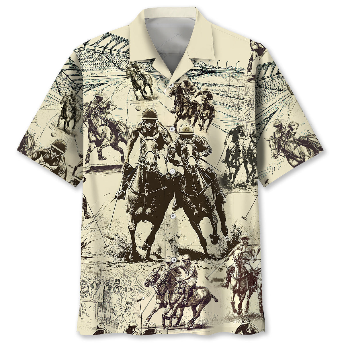 Vintage Classic Horse Polo Sport Hawaiian Shirt For Warm Weather Adventures And Everyday Comfort