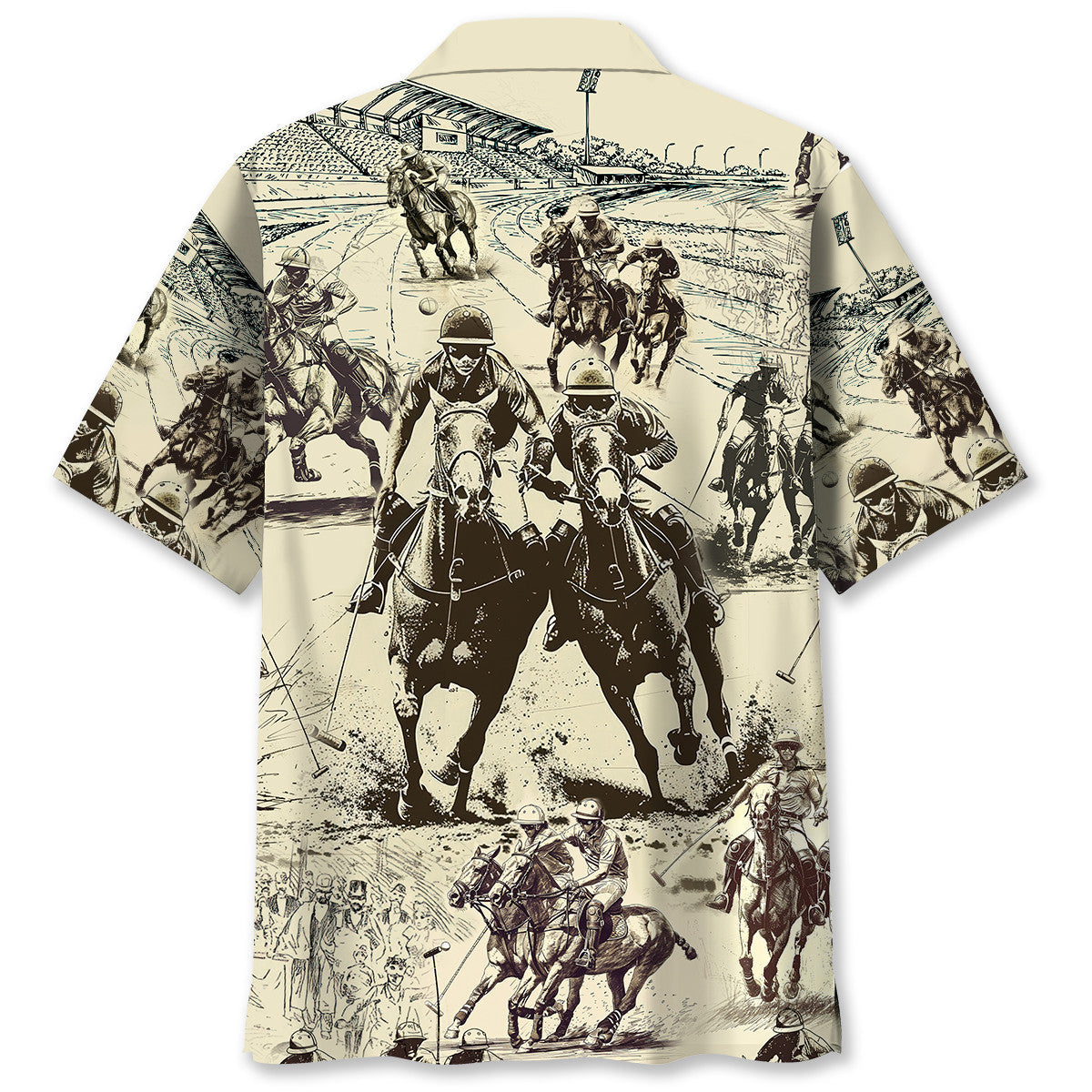Vintage Classic Horse Polo Sport Hawaiian Shirt For Summer Events And Casual Outdoor Wear