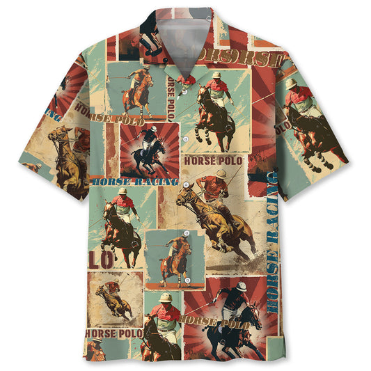 Retro Horse Polo Sport Magazine Hawaiian Shirt For Beach Parties And Weekend Getaways