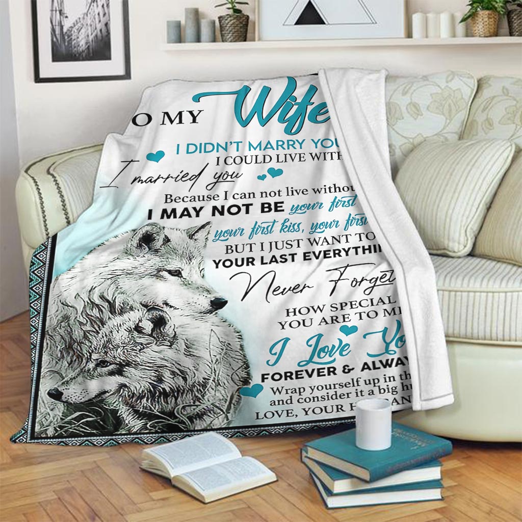Wolf To My Wife Couple Flannel Blanket For Cozy Bedroom Sofa Decor