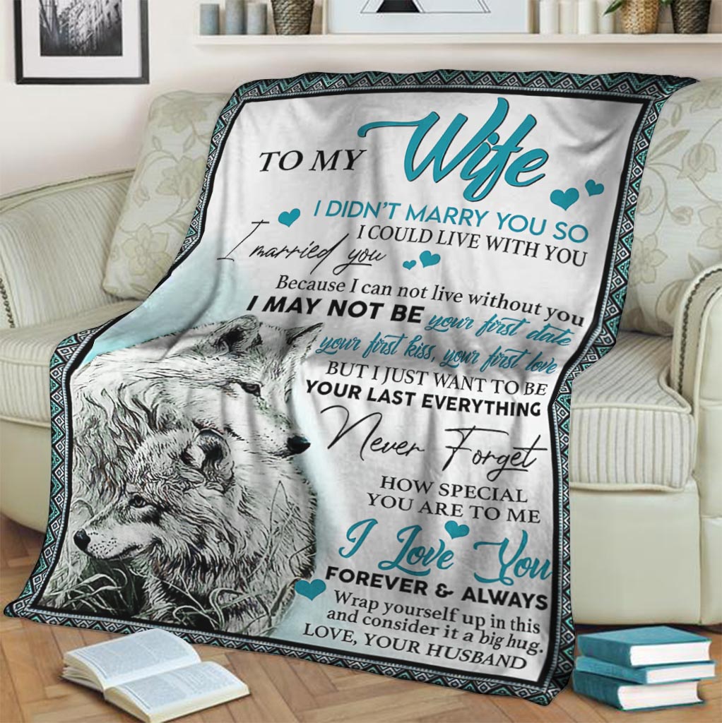 Wolf To My Wife Couple Flannel Blanket For Cozy Bedroom Sofa Decor