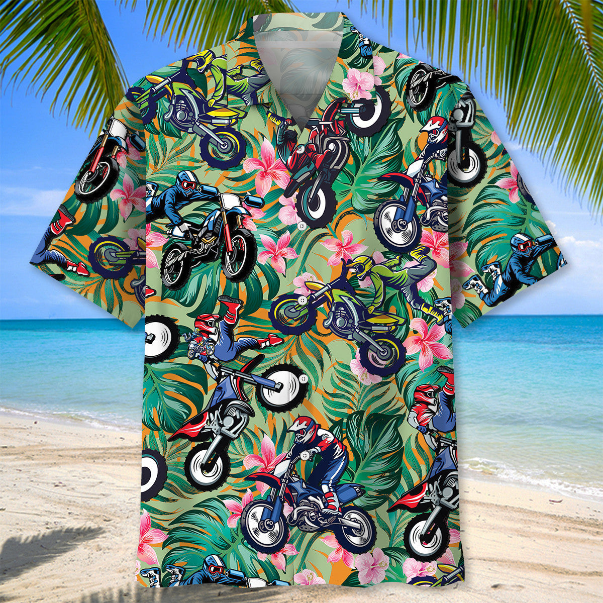 Bicycle Summer Dirt Adventure Hawaiian Shirt Design View For Casual Summer Styling