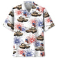 Tropical USA Tank Veteran Tribute Hawaiian Shirt Pattern Detail For Vacation Travel And Daily Wear