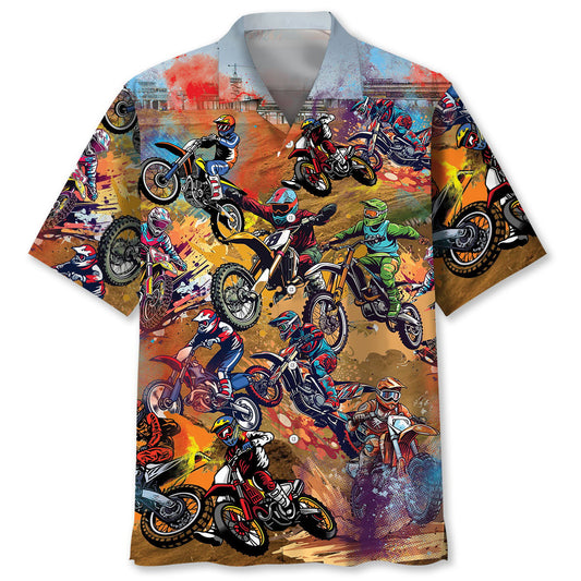 Vintage Retro Bicycle Dirt Hawaiian Shirt For Beach Parties And Weekend Getaways