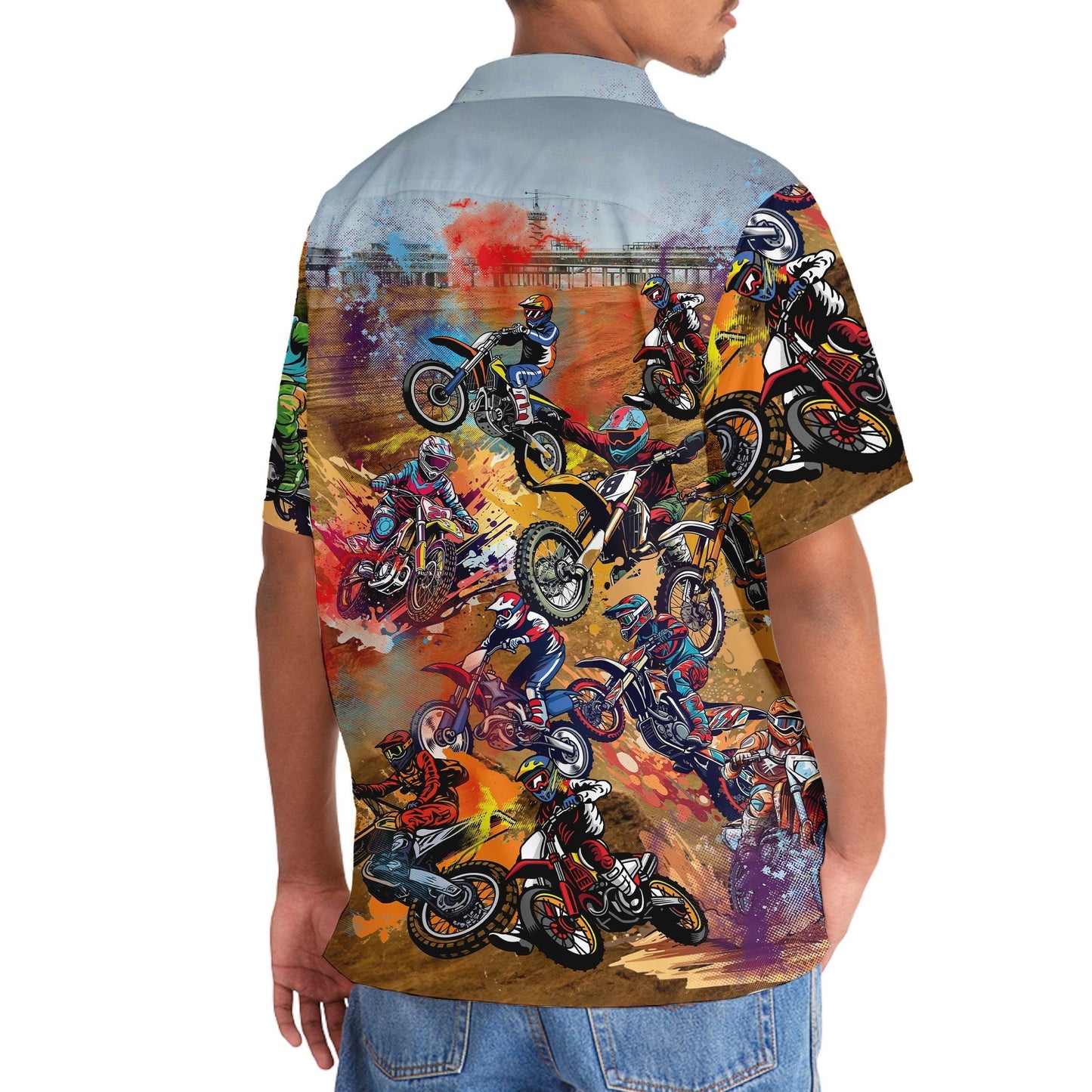 Vintage Retro Bicycle Dirt Hawaiian Shirt Artwork View For Coastal Escapes And Resort Style