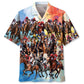 Vintage Classic Horse Racing Hawaiian Shirt Pattern View For Relaxed Warm Weather Outfits