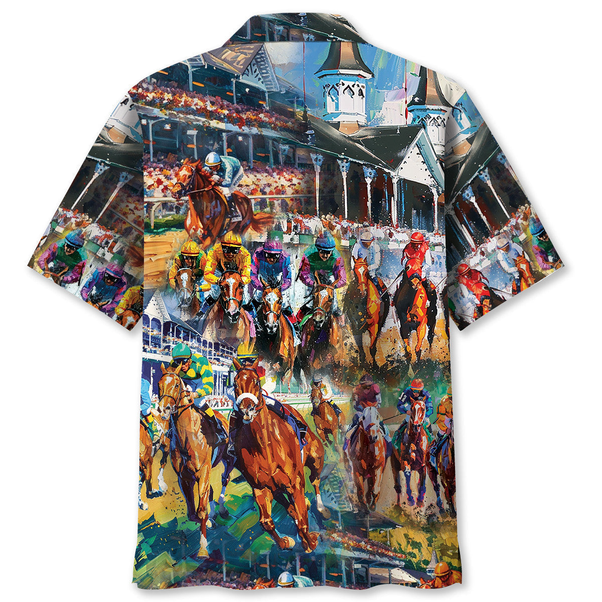 Vintage Classic Horse Racing Hawaiian Shirt Artwork View For Weekend Travel And Beach Style