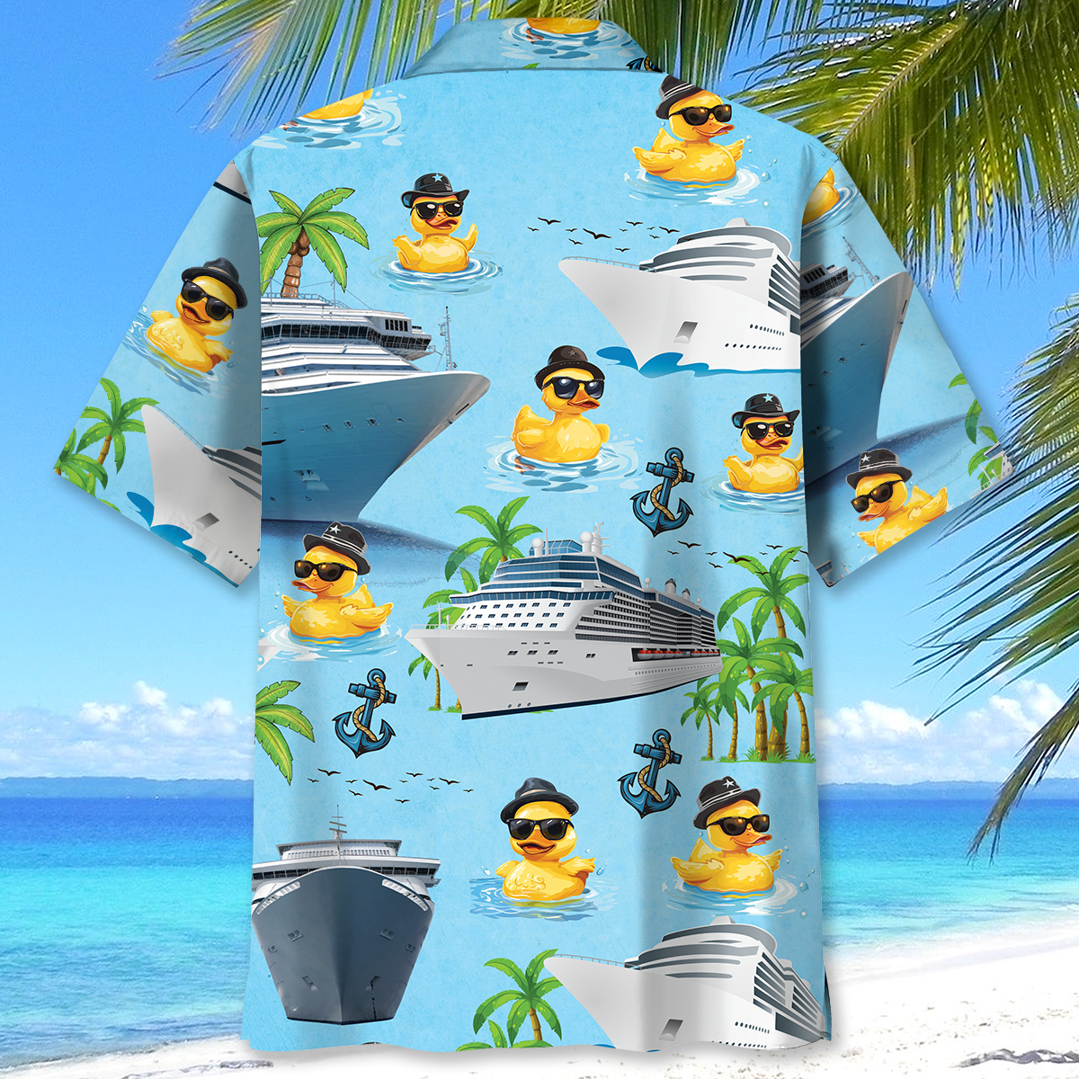 Funny Tropical Duck Cruise Fun Hawaiian Shirt Design Detail For Beach Days And Holiday Travel