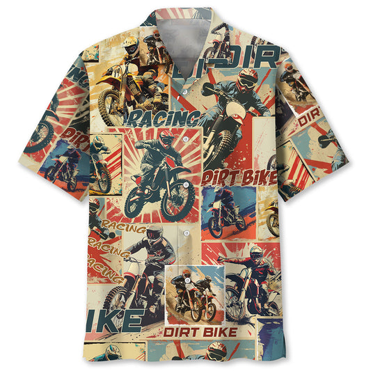 Retro Bicycle Dirt Magazine Adventure Hawaiian Shirt For Summer Vacation And Beach Travel