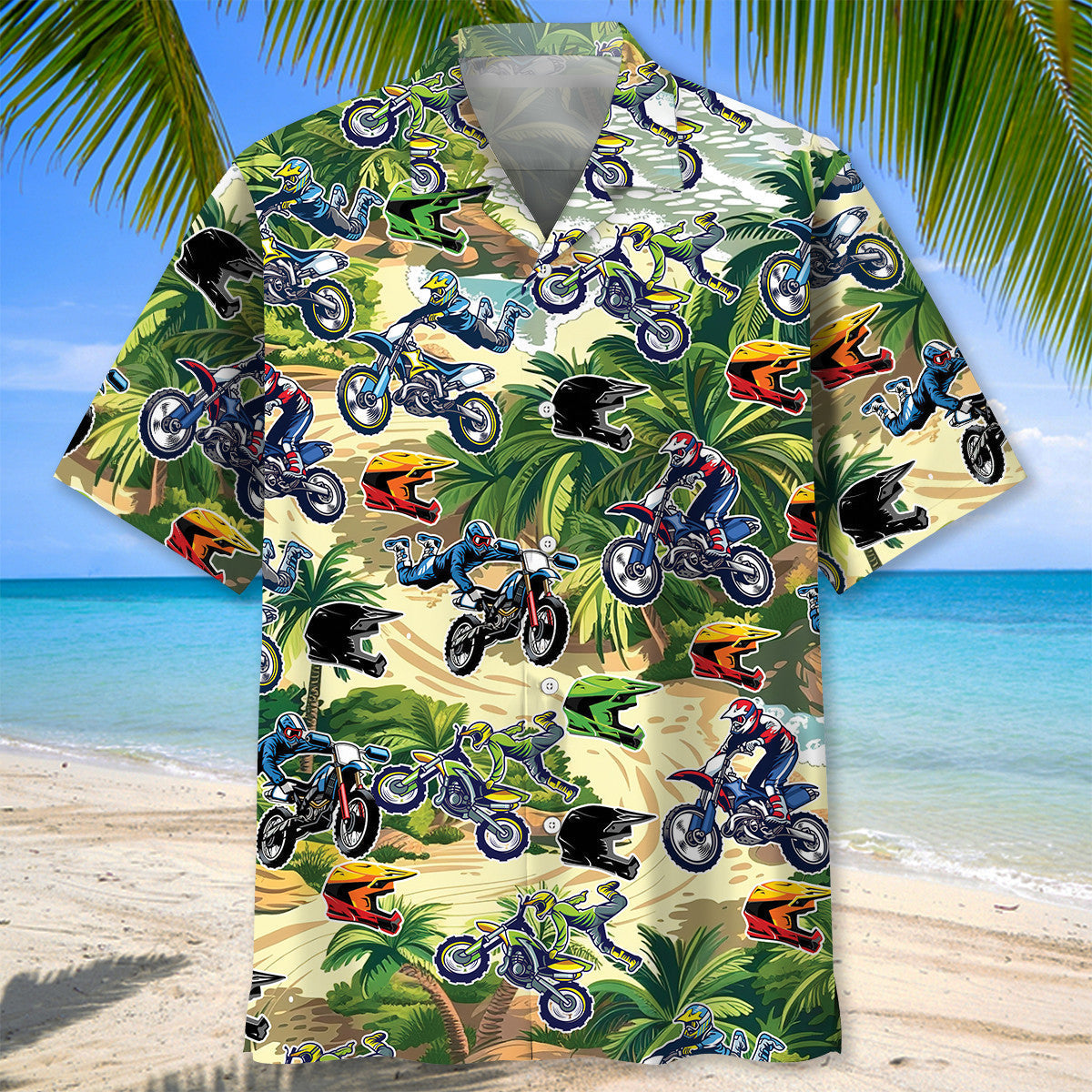 Tropical Bicycle Dirt Road Adventure Hawaiian Shirt Pattern View For Lightweight Everyday Style