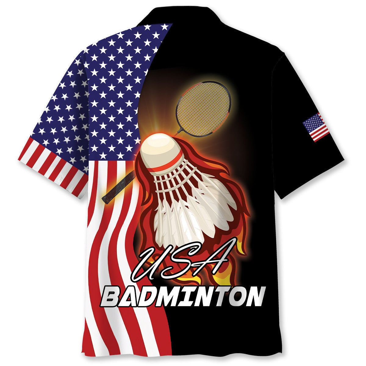 Badminton American Sport Pride Hawaiian Shirt Pattern Detail For Summer Holidays And Outdoor Fun