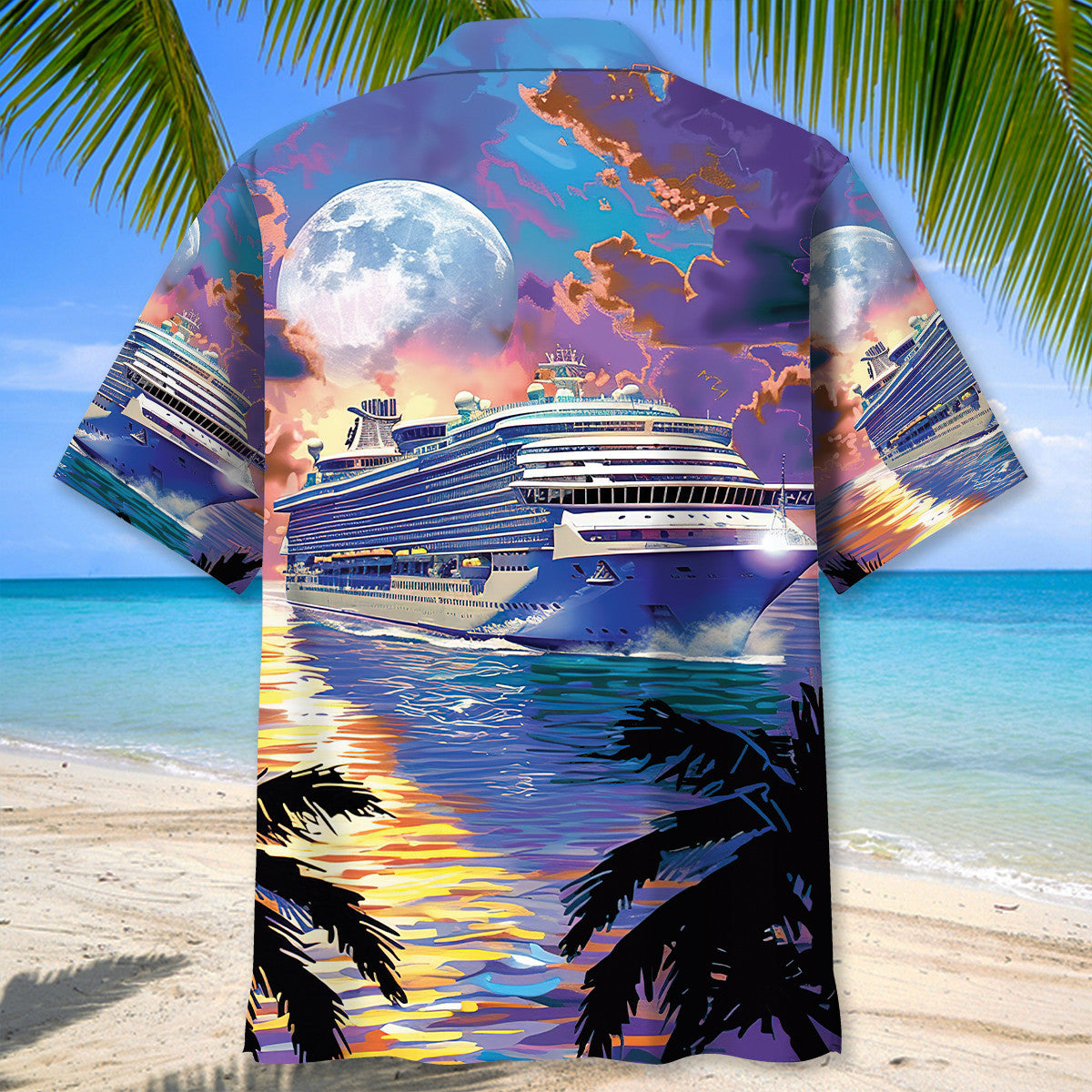 Ship Cruise Sunset Coastal Hawaiian Shirt For Poolside Relaxation And Sunny Getaways