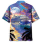 Ship Cruise Sunset Coastal Hawaiian Shirt Design Detail For Beach Days And Holiday Travel