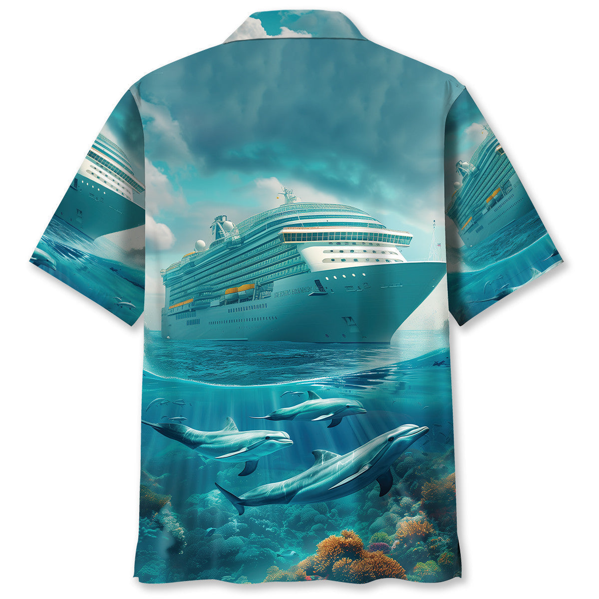 Ship Cruise Dolphins Ocean Hawaiian Shirt For Summer Events And Casual Outdoor Wear