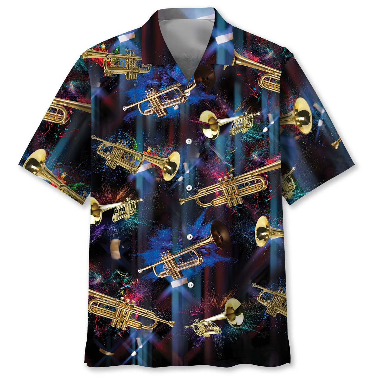Jazz Trumpet Light Music Hawaiian Shirt For Beach Parties And Weekend Getaways