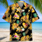 Yellow Tropical Music Trumpet Hawaiian Shirt Design Detail For Beach Days And Holiday Travel
