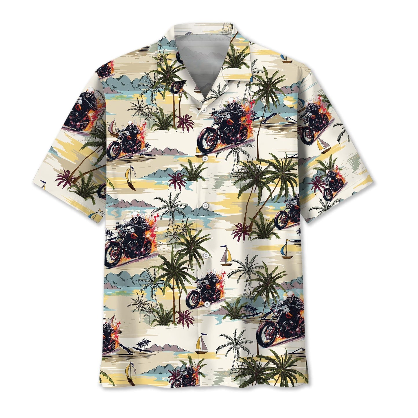 Tropical Biker Adventure Hawaiian Shirt For Summer Events And Casual Outdoor Wear