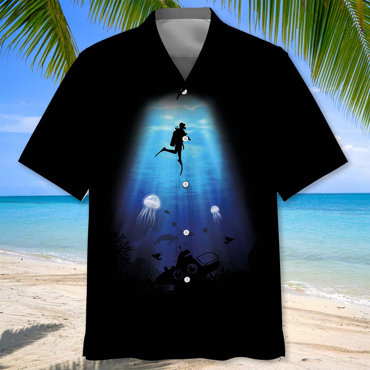 Scuba Diving Light Ocean Adventure Hawaiian Shirt For Resort Getaways And Comfortable Summer Activities