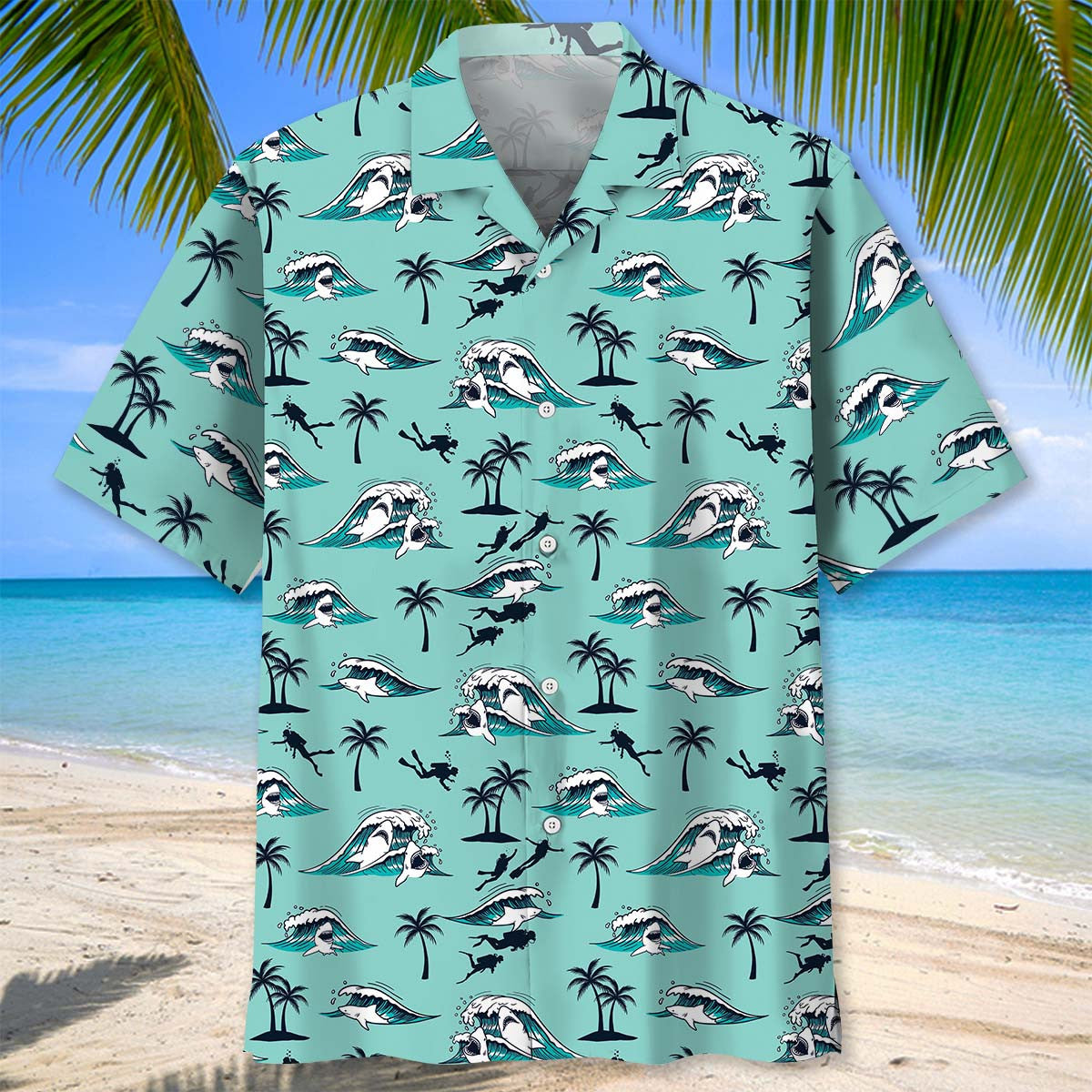 Scuba Diving Island Coastal Hawaiian Shirt Design View For Resort Travel And Thoughtful Gifting