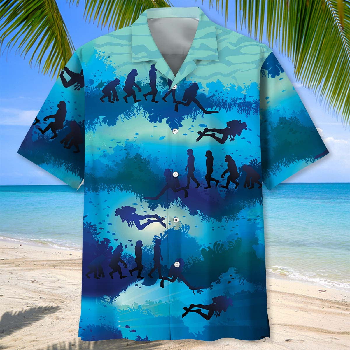 Scuba Diving Revolution Ocean Explorer Hawaiian Shirt Pattern View For Relaxed Warm Weather Outfits