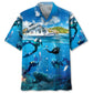 Scuba Diving Cruise Vacation Coastal Hawaiian Shirt Pattern View For Lightweight Everyday Style