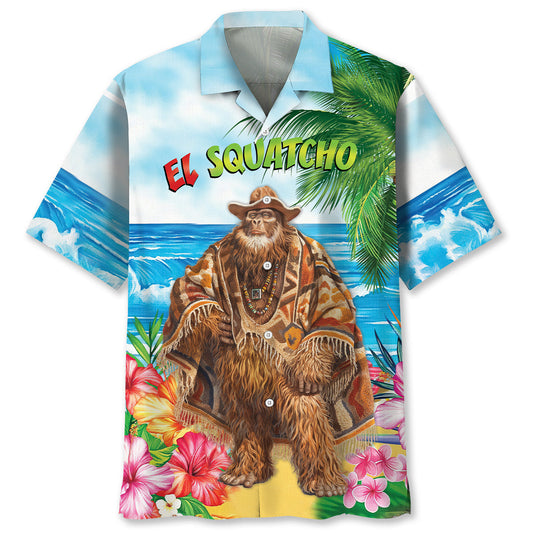 Sasquatch Poncho Beach Fun Hawaiian Shirt Artwork Detail For Resort Trips And Outdoor Activities