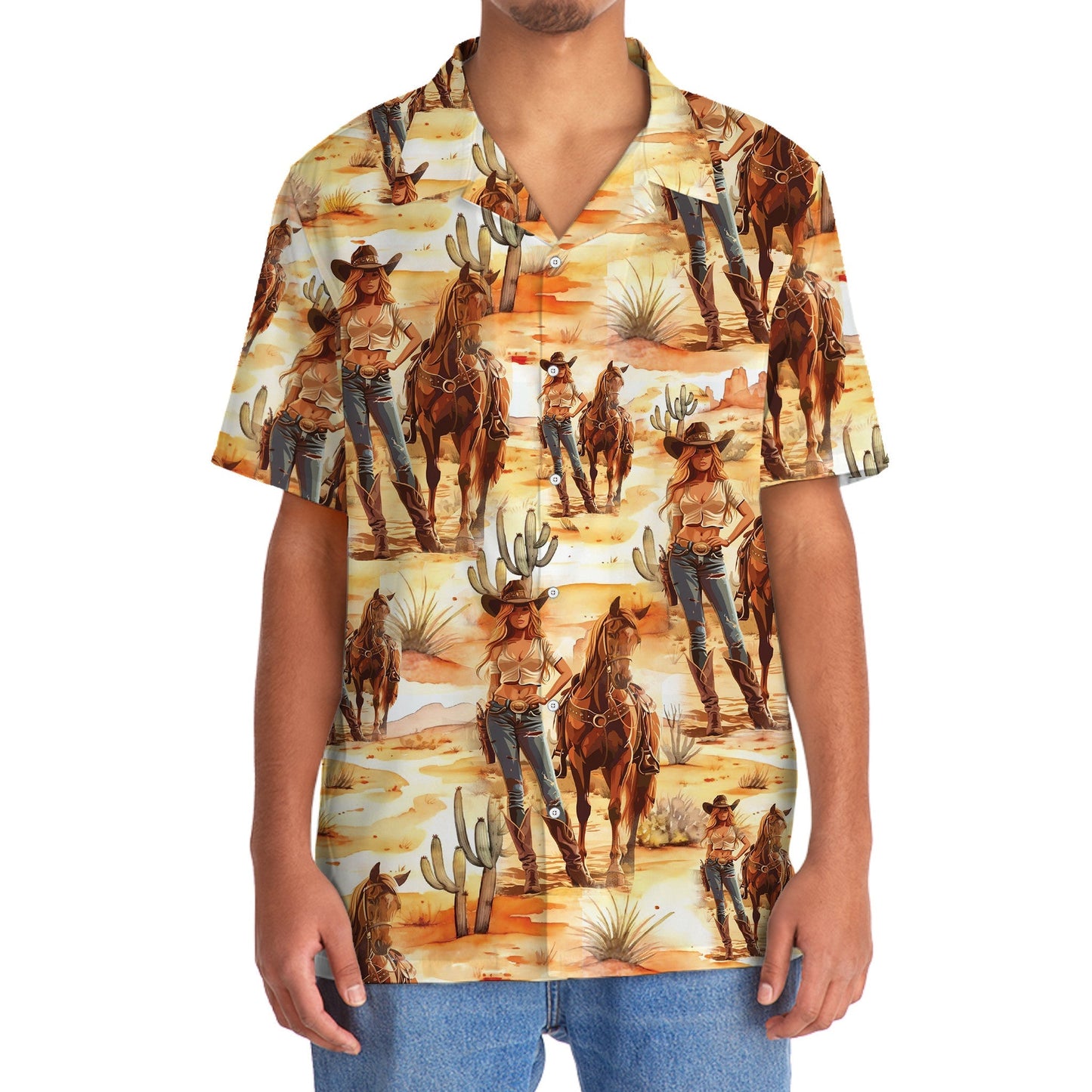 Western Desert Cowboy Cowgirl Hawaiian Shirt For Resort Getaways And Comfortable Summer Activities