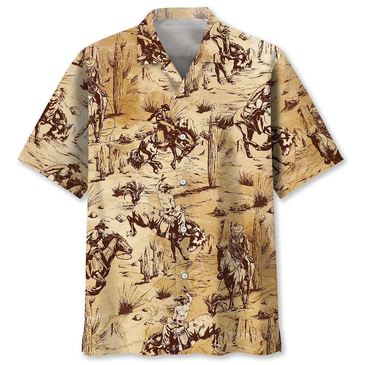 Western Horse Cowboy Riding Hawaiian Shirt For Coastal Adventures And Warm Weather Wear