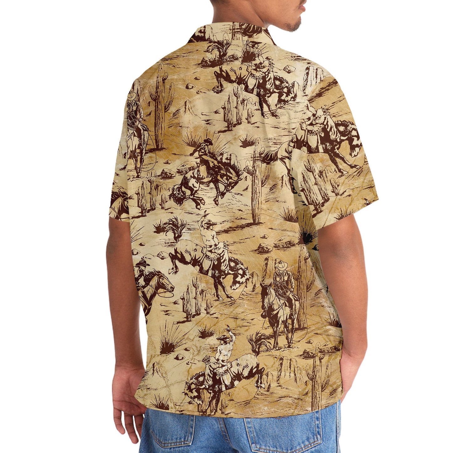 Western Horse Cowboy Riding Hawaiian Shirt For Vacation Days And Relaxed Coastal Outings