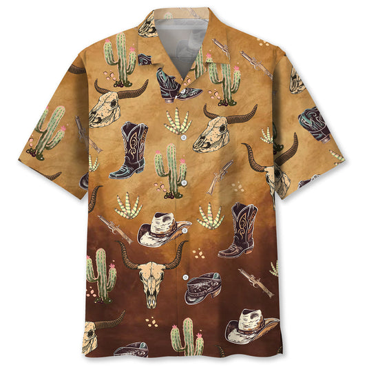 Western Cowboy Cactus Desert Hawaiian Shirt Design Detail For Beach Days And Holiday Travel