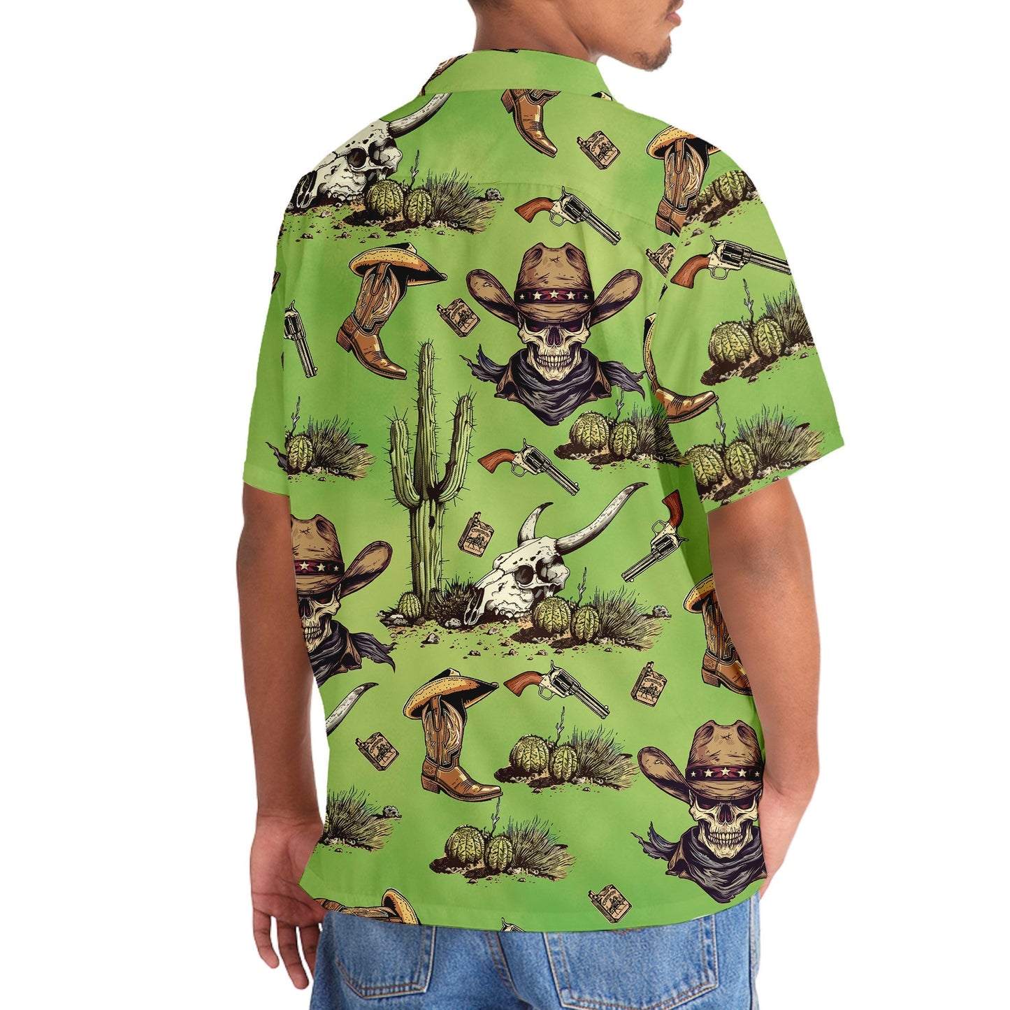 Skull Cowboy Cactus Desert Hawaiian Shirt For Coastal Adventures And Warm Weather Wear