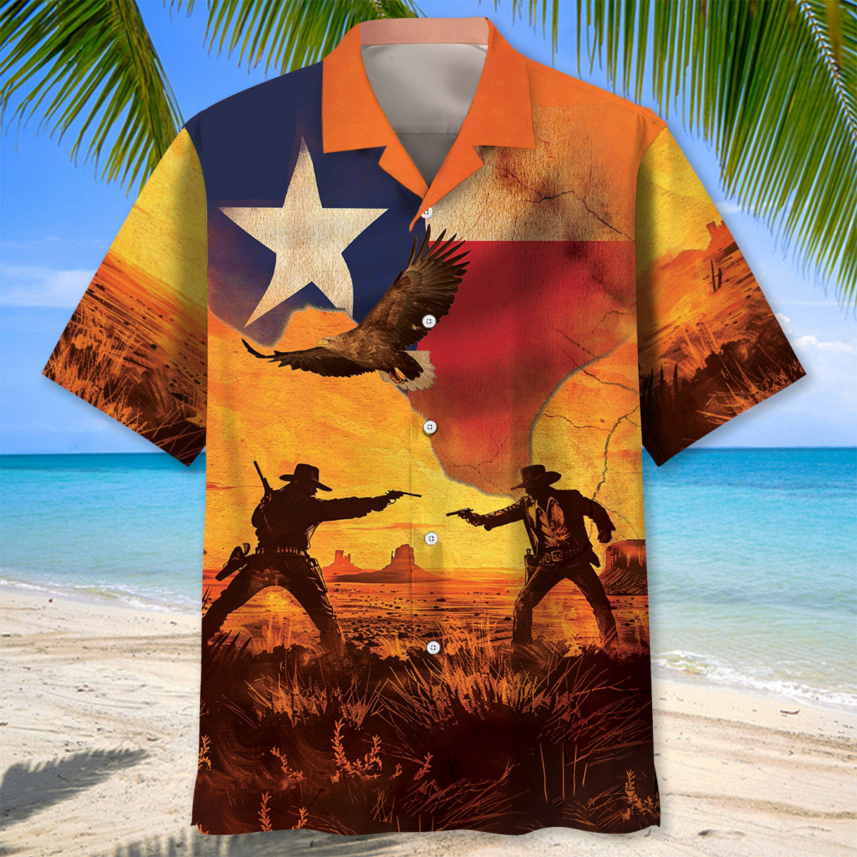 Western Desert Cowboy Duel Hawaiian Shirt For Resort Getaways And Comfortable Summer Activities