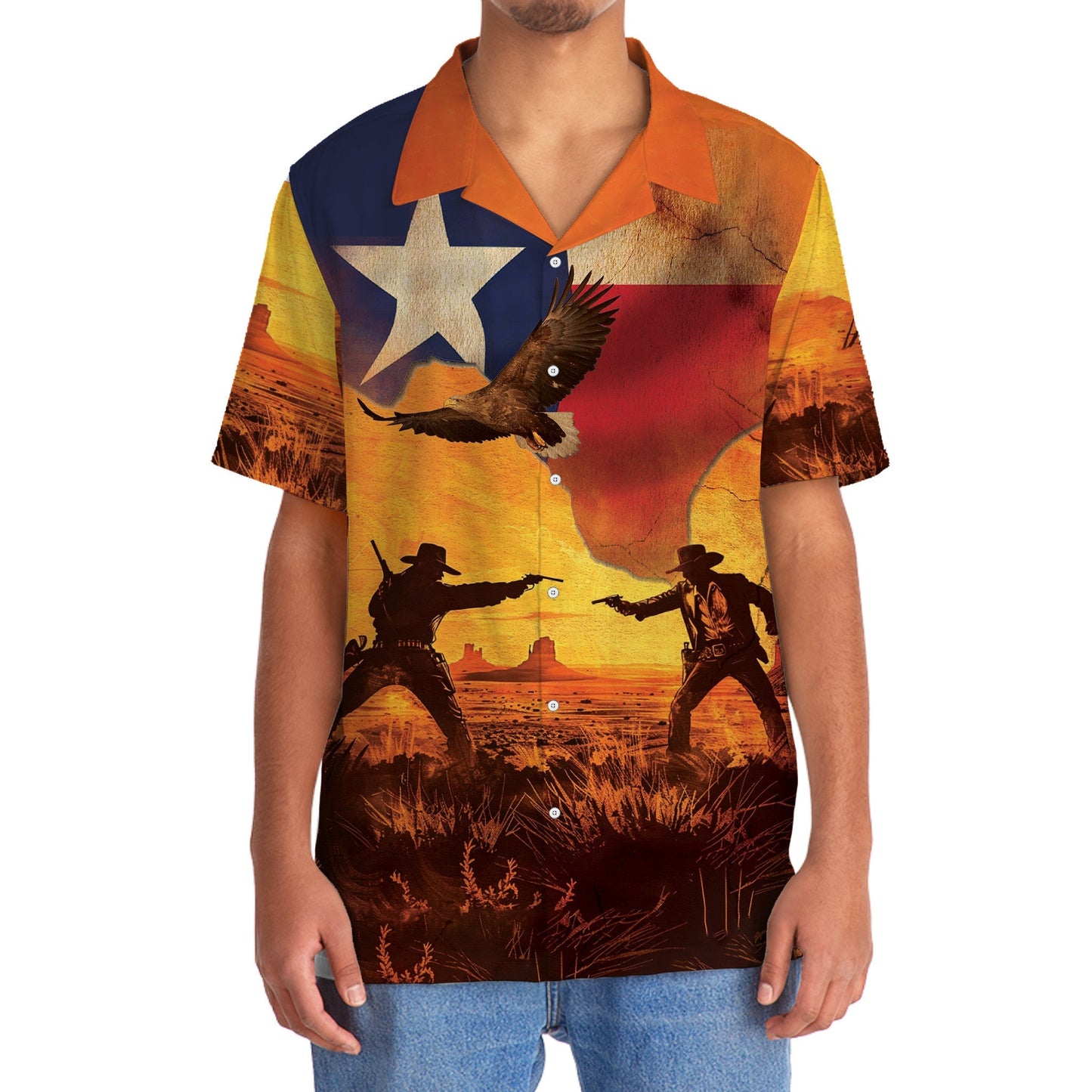 Western Desert Cowboy Duel Hawaiian Shirt For Summer Vacation And Beach Travel