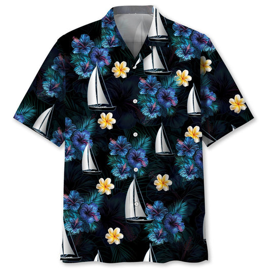 Sailboat Ocean Breeze Nautical Hawaiian Shirt Pattern View For Relaxed Warm Weather Outfits