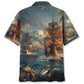 Vintage Sailboat Nautical Pirate Ocean Hawaiian Shirt For Summer Events And Casual Outdoor Wear