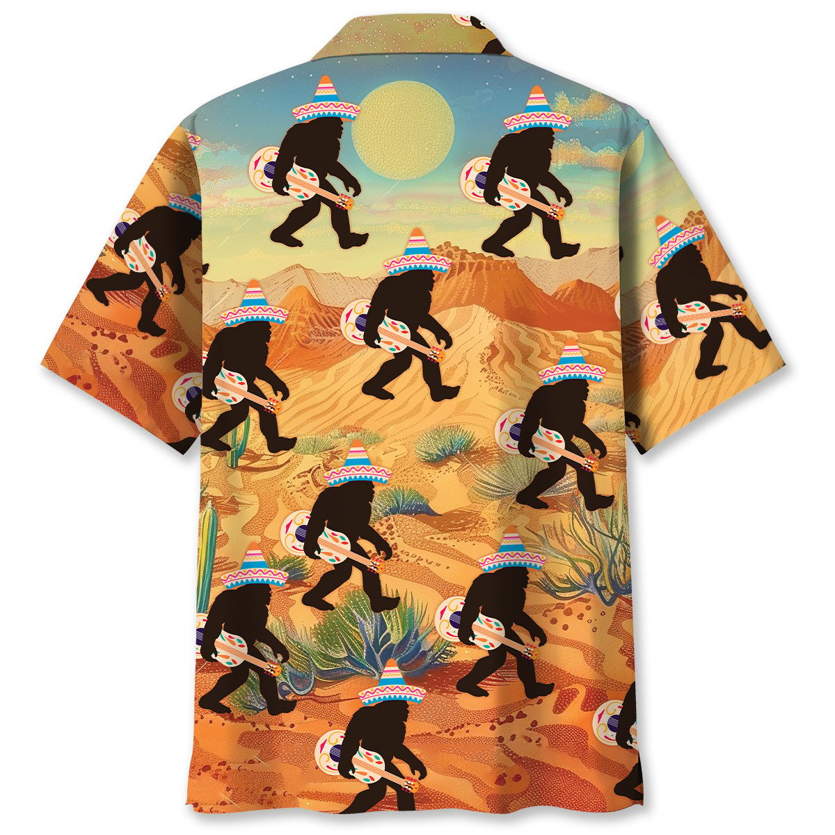 Forest Creature Sasquatch Poncho Desert Hawaiian Shirt Design View For Casual Summer Styling