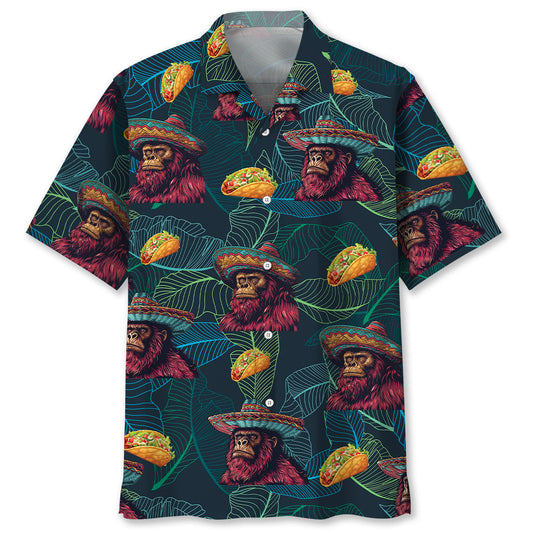 Forest Creature Sasquatch Poncho Tacos Fun Hawaiian Shirt For Vacation Days And Relaxed Coastal Outings