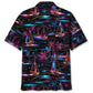 Neon Tropical Sailboat Sunset Hawaiian Shirt Design Detail For Sunny Adventures And Casual Wear