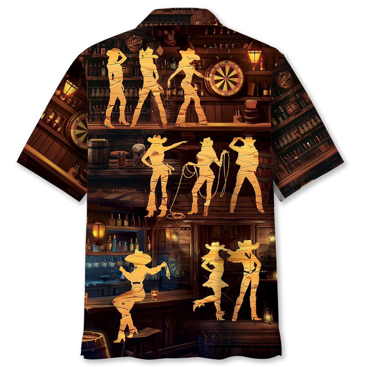 Western Cowboy Cowgirl Bar Hawaiian Shirt For Summer Events And Casual Outdoor Wear
