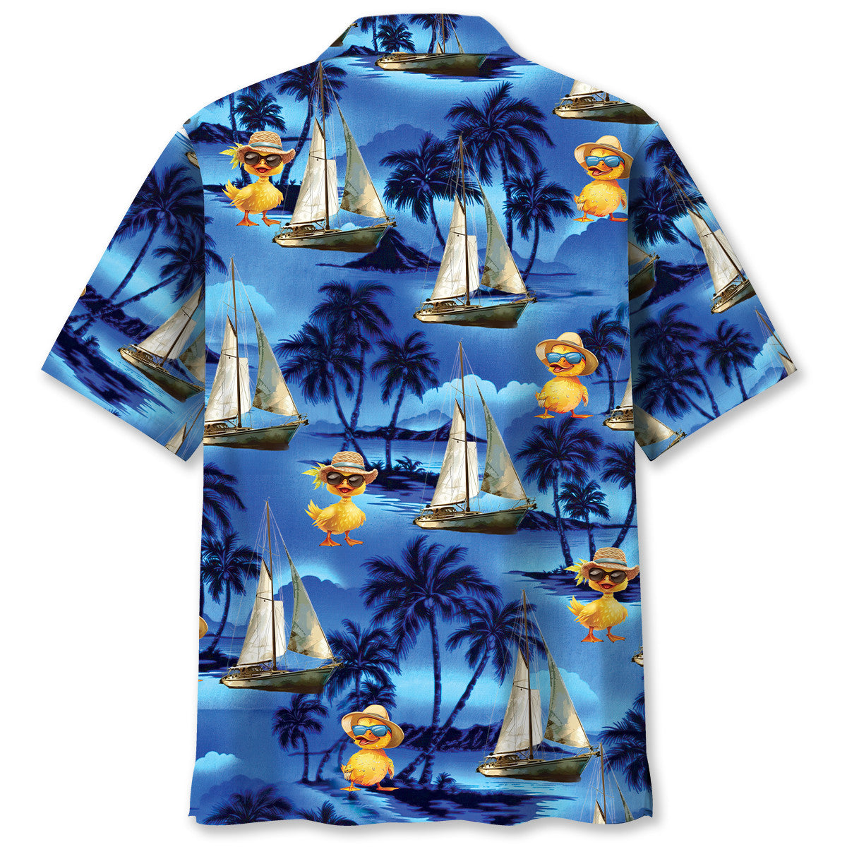 Vintage Duck Sailboat Coastal Hawaiian Shirt For Summer Events And Casual Outdoor Wear