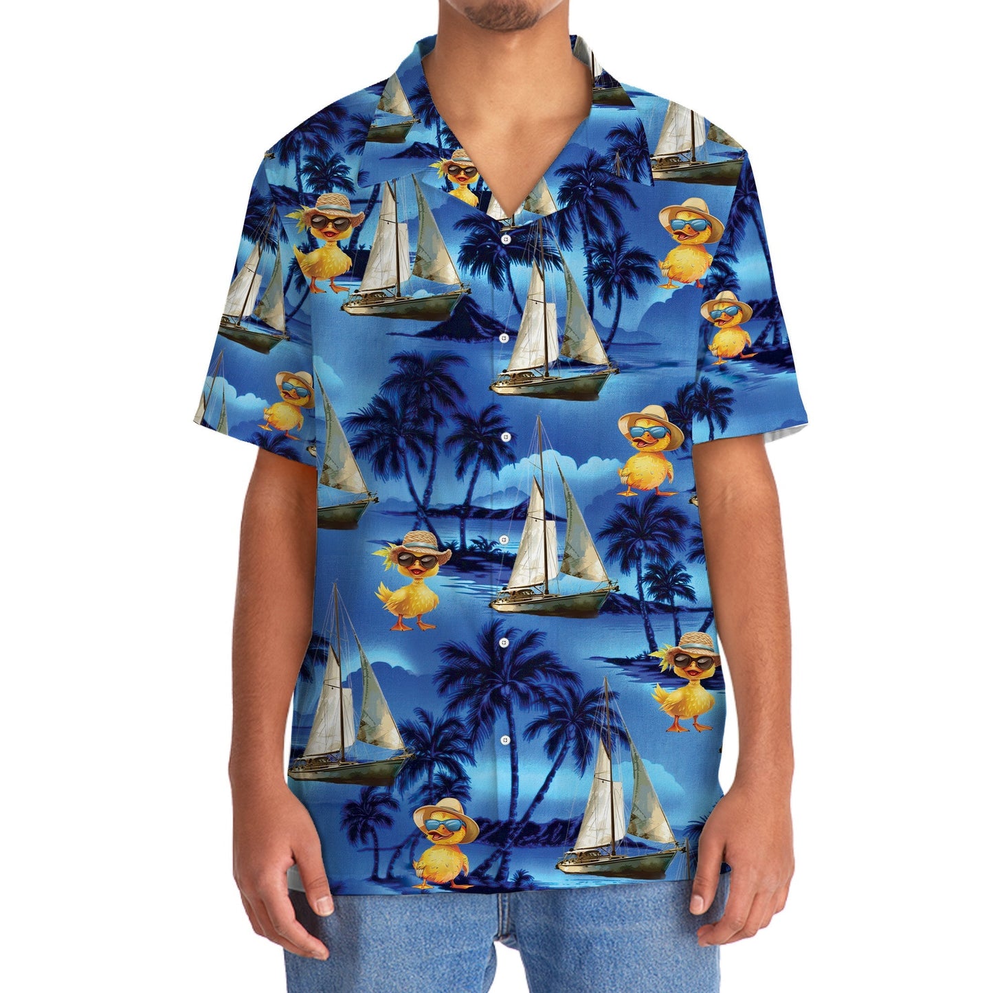 Vintage Duck Sailboat Coastal Hawaiian Shirt For Poolside Relaxation And Sunny Getaways