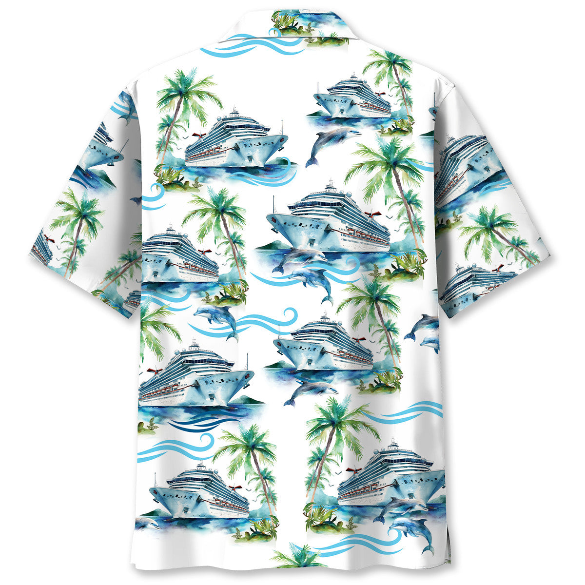 Vintage Ship Dolphin Cruise Coastal Hawaiian Shirt For Summer Vacation And Beach Travel