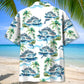 Vintage Ship Dolphin Cruise Coastal Hawaiian Shirt Pattern View For Relaxed Warm Weather Outfits
