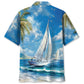 Vintage Tranquil Sailboat Coastal Hawaiian Shirt Pattern View For Lightweight Everyday Style