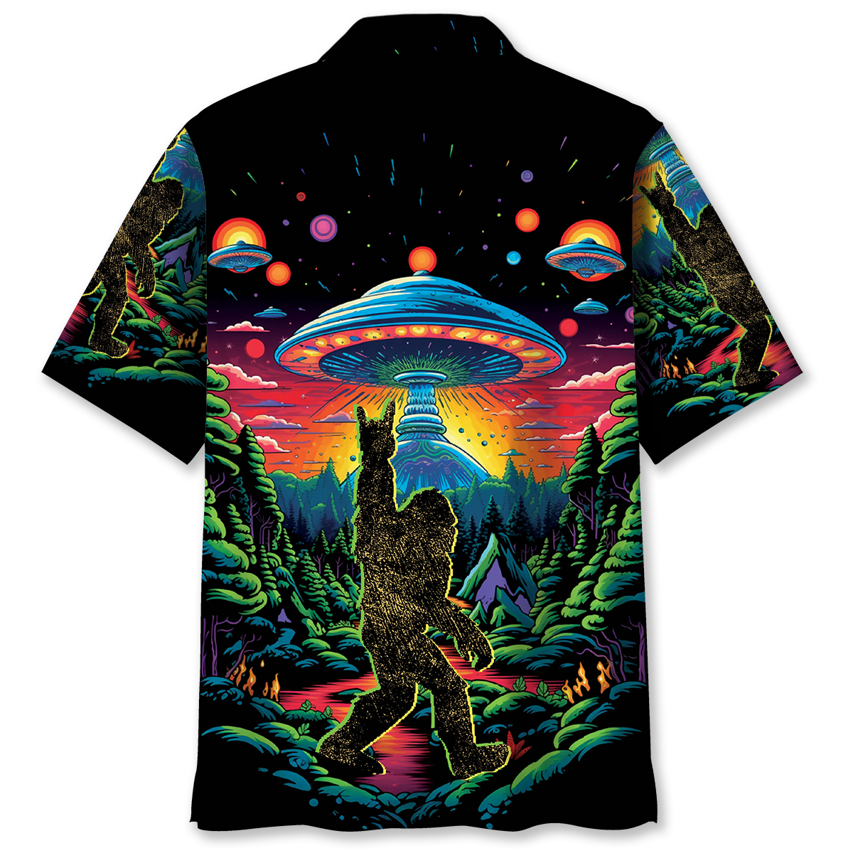 Alien Forest Creature Cosmic Wilderness Hawaiian Shirt For Summer Vacation And Beach Travel