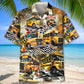 Funny School Bus Drag Racing Hawaiian Shirt Artwork Detail For Tropical Trips And Casual Outings