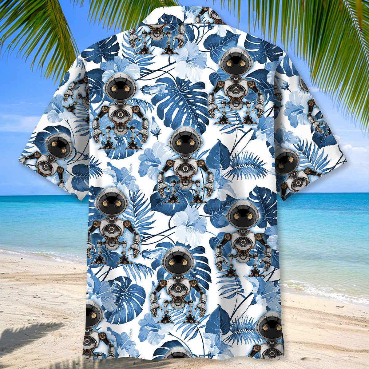 Robotic Tech Hawaiian Shirt Pattern View For Lightweight Everyday Style